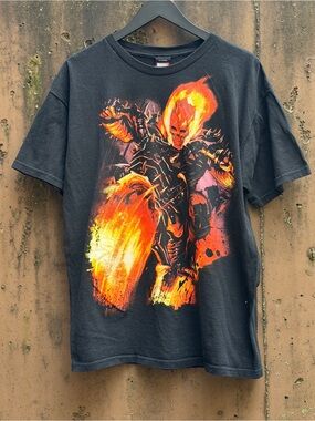 Marvel Ghost Rider black cotton t-shirt large mad engine vintage